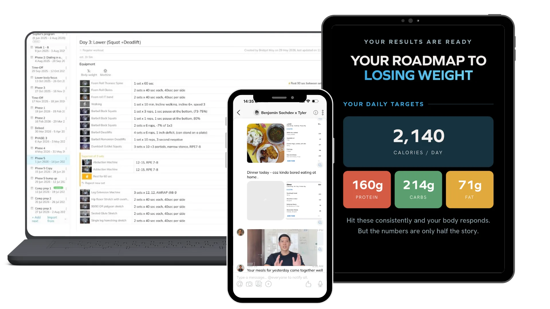 The Breakthrough Body Blueprint app: training program, daily coach chat, and your macro plan